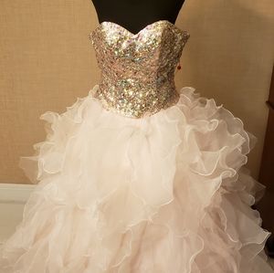 Quinceanera Sweet 15 Sequins Tulle Ball Gown Prom